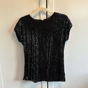 NWT Small Cable & Gauge Black Square Sequin Top